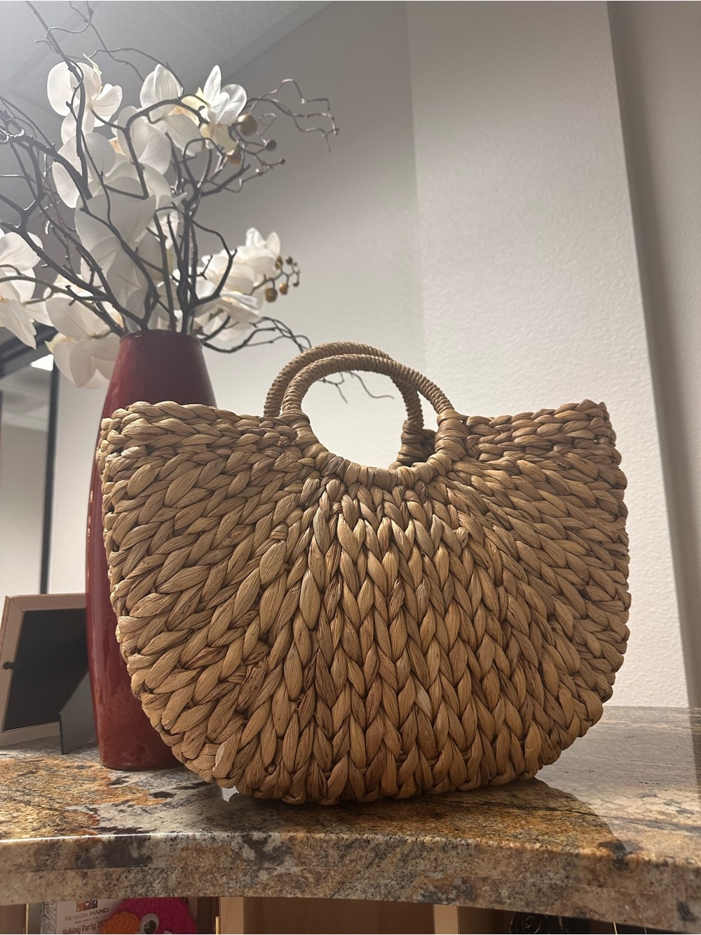 Large Handleheld Straw Tote Bag - Natural - Picture 5 of 12